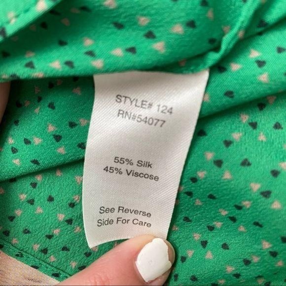 CAbi Green Polka Dot Ruched V Neck Sleeveless Top - Picture 8 of 8